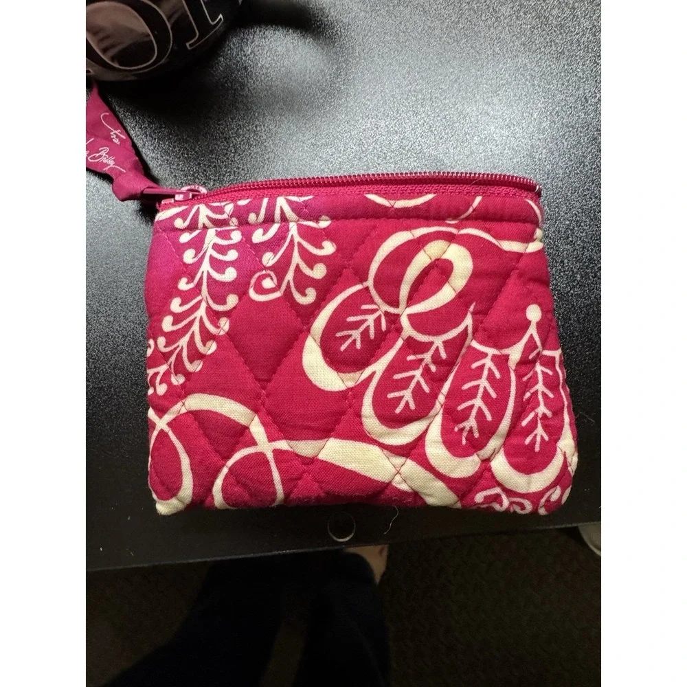 Vera Bradley‎ Pink Floral Quilted Zip Coin Purse Wallet Small Wristlet